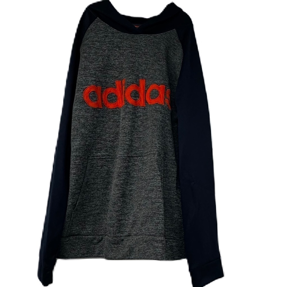 Adidas Boys XL 18/20 gray blue orange hoodie sweatshirt athleisure sporty casual